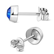 Sapphire CZ Silver Stud Earrings, e426st